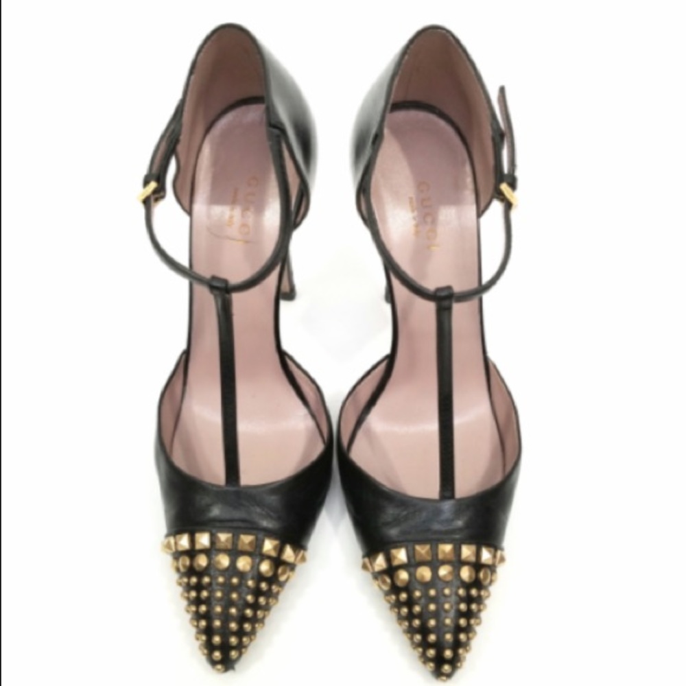 Authentic Gucci T-strap studded heels